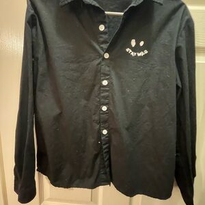 SHEIN Black Button Down Kids Shirt